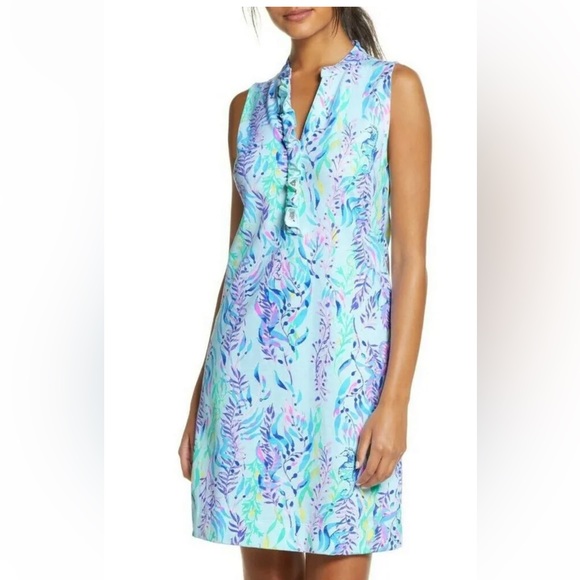 Lilly Pulitzer Dresses & Skirts - LIKE NEW Lilly Pulitzer Sherryn Shift Dress Blue Oasis Tint Swim Shady, Size Lrg